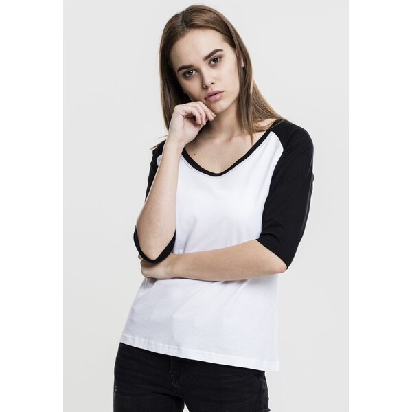 Urban Classics LADIES 3/4 CONTRAST RAGLAN TEE T-shirt z nadrukiem white/black UR621D01E-A11