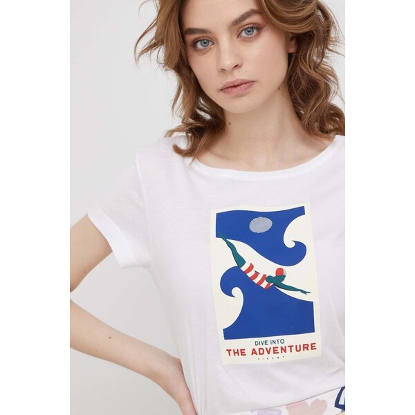 Sisley t-shirt bawełniany 3L7NL1018.901