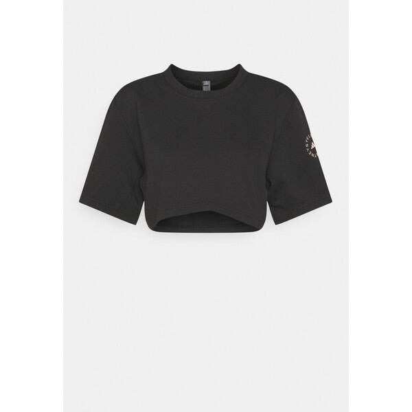 adidas by Stella McCartney CROP TEE T-shirt z nadrukiem black/soft powder AD741D082-Q12