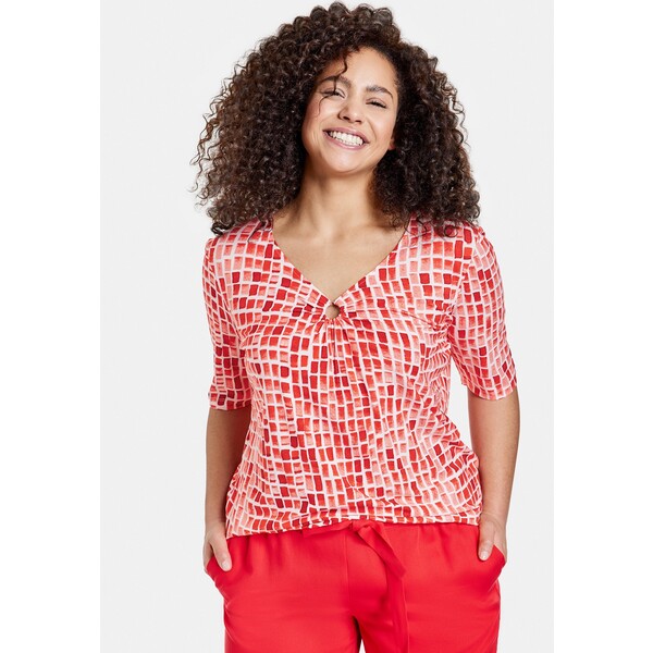 Samoon T-shirt z nadrukiem strawberry red gemustert SQ621E0AE-G11