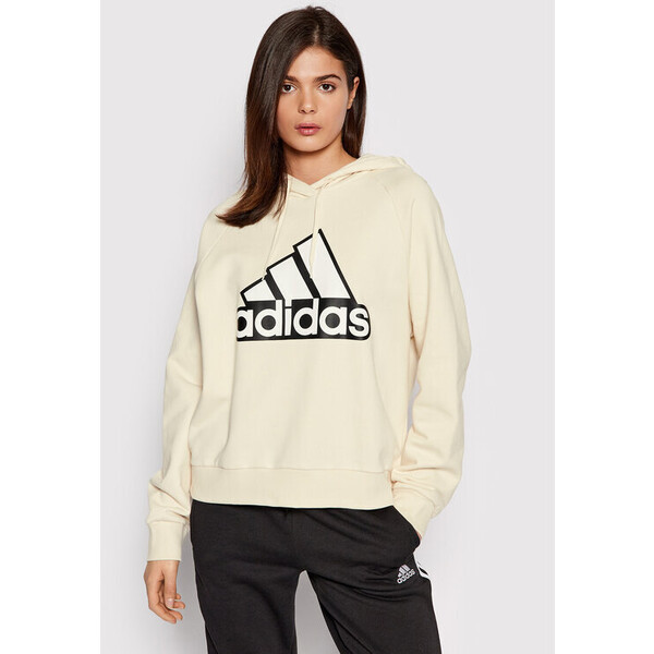 adidas Bluza Essentials Outline Logo HC9179 Beżowy Loose Fit