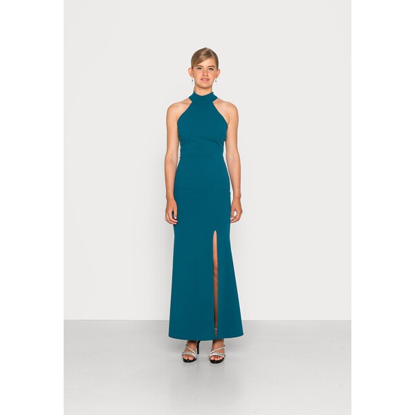 WAL G. HALTER NECK DRESS Sukienka z dżerseju dark teal blue WG021C0I6-K11