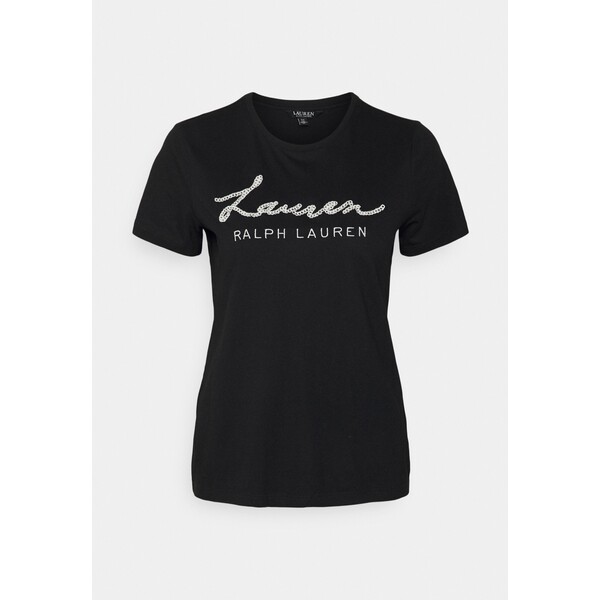 Lauren Ralph Lauren SCRIPT-LOGO JERSEY TEE T-shirt z nadrukiem black L4221D0H2-Q11