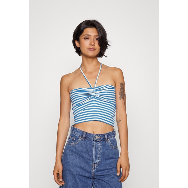Pieces PCLAYA CROPPED TIE TUBE Top bright white/ibiza blue PE321D0T9-A11