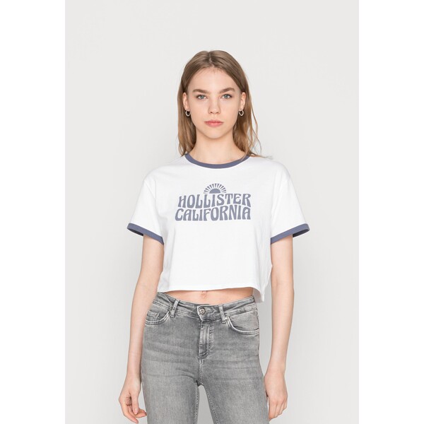 Hollister Co. CREW FASHION CORE T-shirt z nadrukiem white, navy H0421D0ED-A12