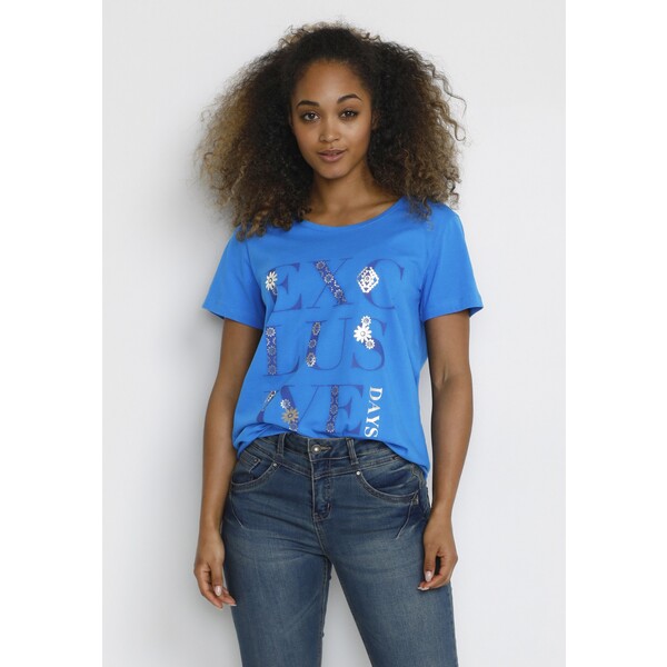 Cream TUNA T-shirt z nadrukiem sodalite blue CR221D0BL-K11