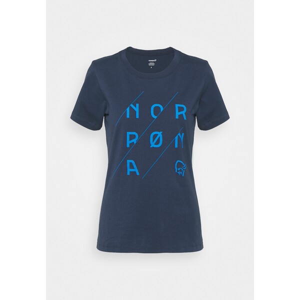 Norrøna SLANT LOGO T-shirt z nadrukiem indigo night NOO41D004-K12