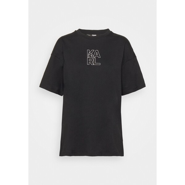KARL LAGERFELD ATHLEISURE LONG T-shirt z nadrukiem black K4821D09B-Q11