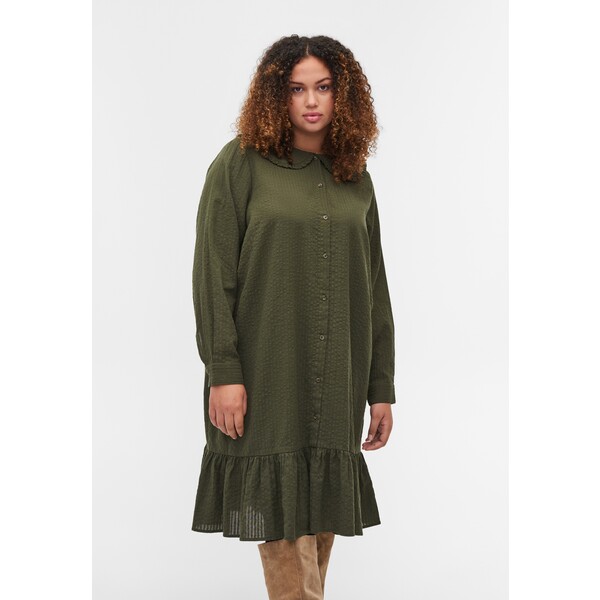 Zizzi MIT GROSSEM RÜSCHENKRAGEN Sukienka koszulowa green Z1721C158-M11