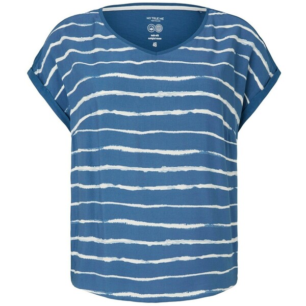MY TRUE ME TOM TAILOR MIT MUSTER T-shirt z nadrukiem blue tiedye horizontal stripe TOL21D043-K12