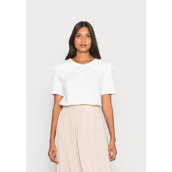 Selected Femme SLFOLIVIA BRODERIE TEE T-shirt z nadrukiem bright white SE521D0HW-A11