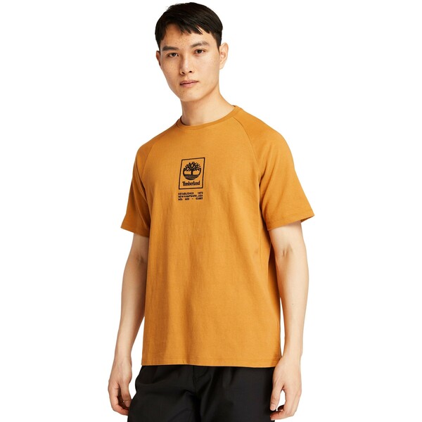 Timberland CORE STACK LOGO TEE T-shirt z nadrukiem orange TI122O03E-C11