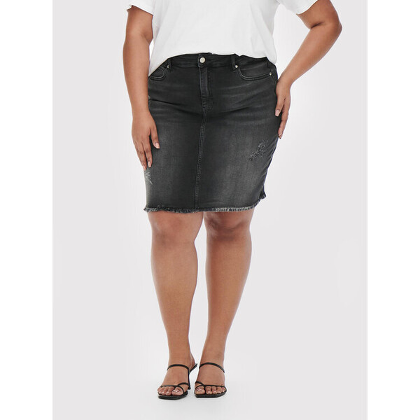ONLY Carmakoma Spódnica jeansowa Laola 15261178 Czarny Regular Fit