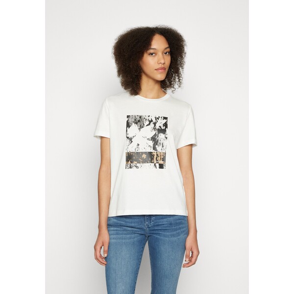 Calvin Klein FLOWER LOGO T-shirt z nadrukiem ecru 6CA21D05L-A11