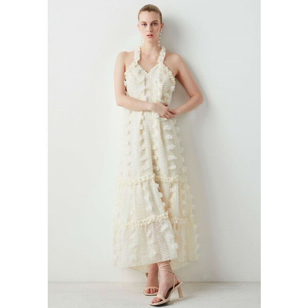 Ipekyol EMBROIDERED Długa sukienka cream IP521C081-B11