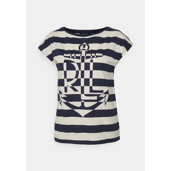 Lauren Ralph Lauren GRAPHIC COTTON-BLEND TEE T-shirt basic french navy/mascarpone cream L4221D0HT-K11