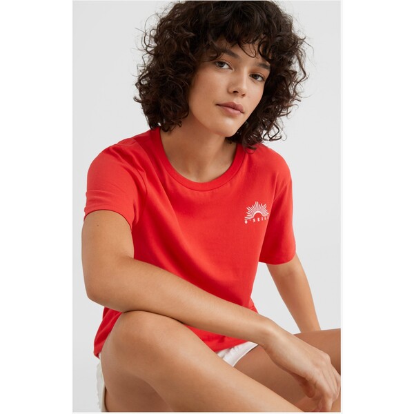 O'Neill BEACH T-shirt z nadrukiem sunrise red ON521D04G-G11
