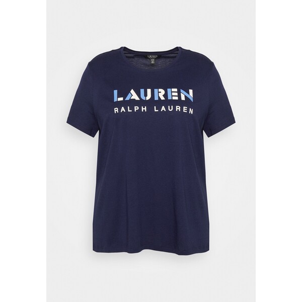 Lauren Ralph Lauren Woman GEOMETRIC LOGO COTTON-BLEND TEE T-shirt z nadrukiem french navy L0S21D02Y-K12
