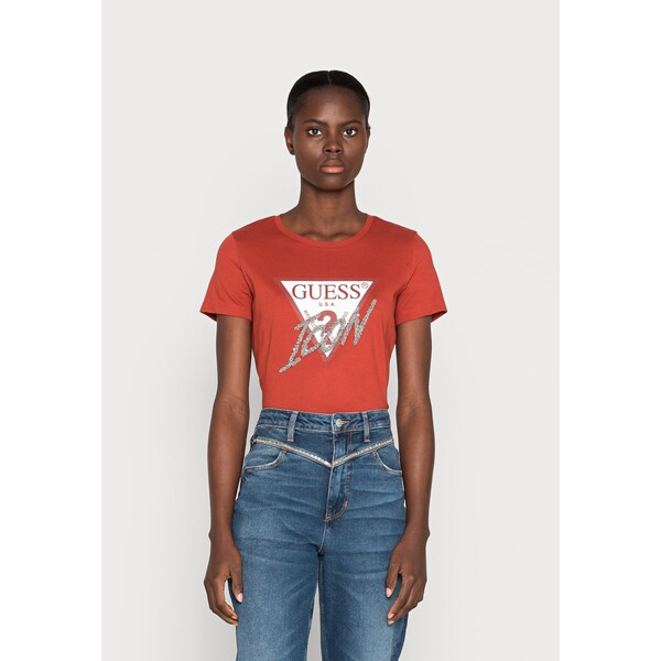 Guess ICON TEE T-shirt z nadrukiem sonoran red GU121D1CD-G11