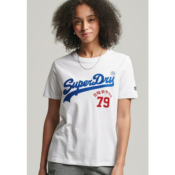 Superdry VINTAGE VL T-shirt z nadrukiem brilliant white SU221D29H-A11