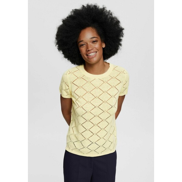 Esprit Collection T-shirt z nadrukiem lime yellow ES421D0S5-E11