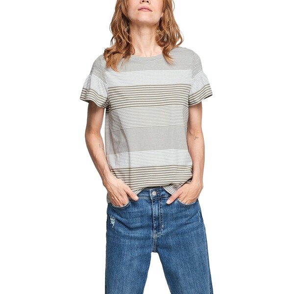 s.Oliver T-shirt z nadrukiem summer khaki stripes SO221D24R-N11