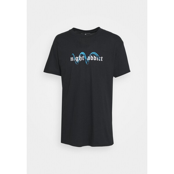 Night Addict SNAKE T-shirt z nadrukiem black NIJ22O054-Q11