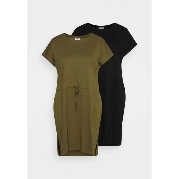Noisy May Curve NMHAILEY O NECK DRESS 2 PACK Sukienka z dżerseju olive/black NOY21C012-N11