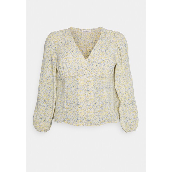 Glamorous Curve BUTTON FRONT BLOUSE WITH PLUNGING V NECK PUFF LONG SLEEVES Bluzka yellow GLA21E036-E11