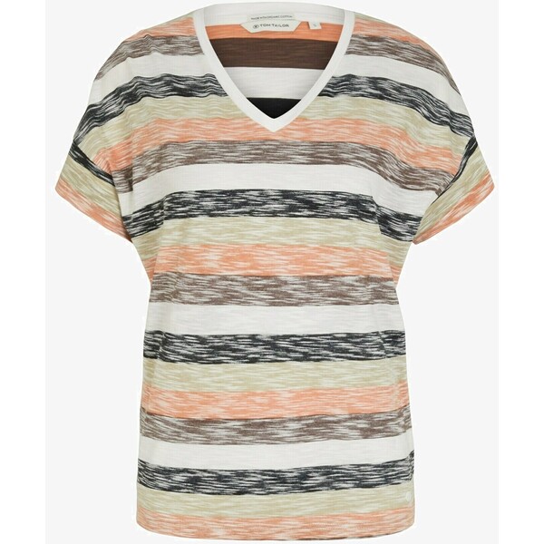 TOM TAILOR GEMUSTERTES T-shirt z nadrukiem multicolor orange stripe TO221D1DP-H11