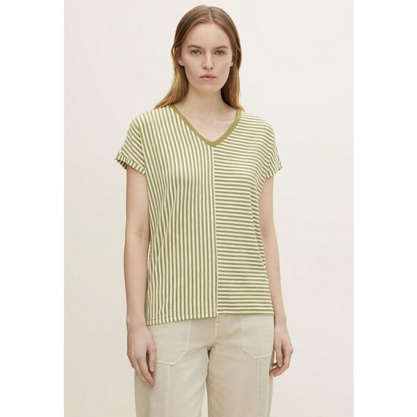 TOM TAILOR T-shirt z nadrukiem olive horizontal stripe TO221D1CP-M11