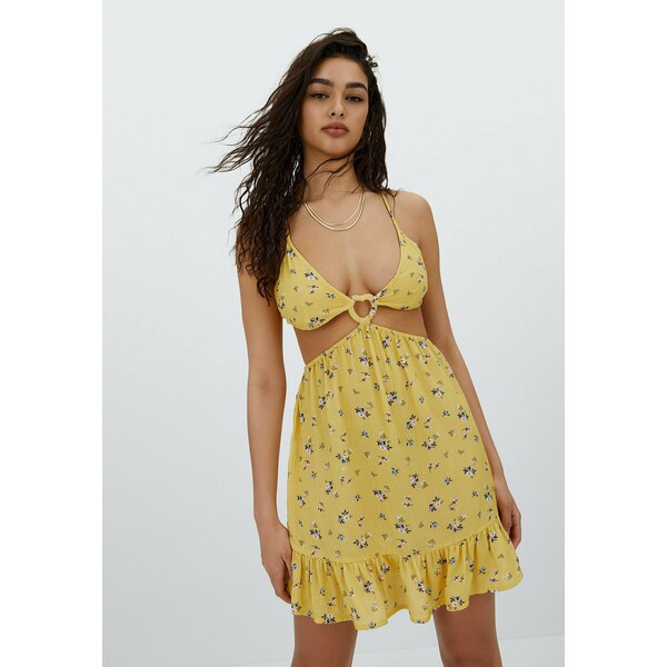 Stradivarius CUT-OUTS Sukienka letnia yellow STH21C0PY-E11