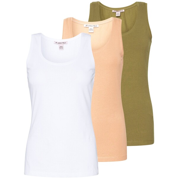 Anna Field BASIC TANK 3er Pack Top white/camel/martini olive AN621D0QX-A12