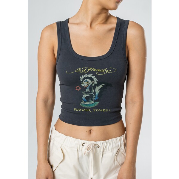 Ed Hardy SKUNK-POWER CROPPED Top charcoal ED221E003-C11