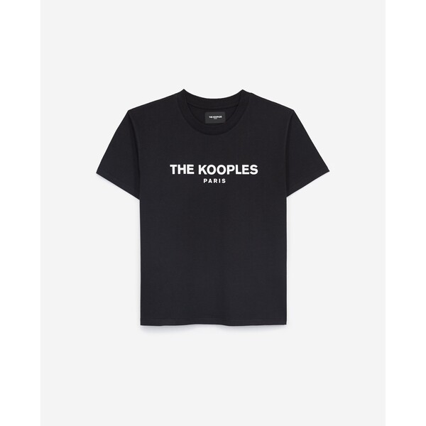 The Kooples MANCHES COURTES T-shirt z nadrukiem black THA21D00R-Q11