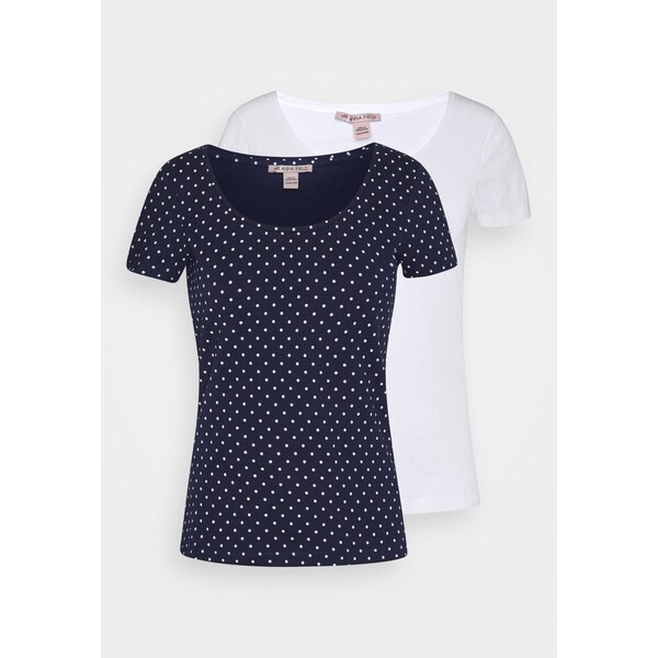 Anna Field 2ER PACK T-shirt z nadrukiem navy/white AN621D0R4-K11