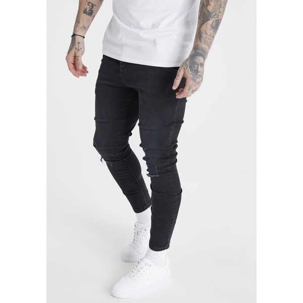 SIKSILK Jeansy Slim Fit washed black SIF22G058-Q11