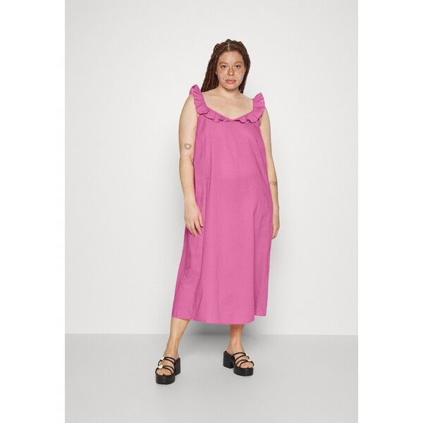 ONLY Carmakoma CARALLY CALF DRESS SOLID Sukienka letnia super pink ONA21C0IU-J11