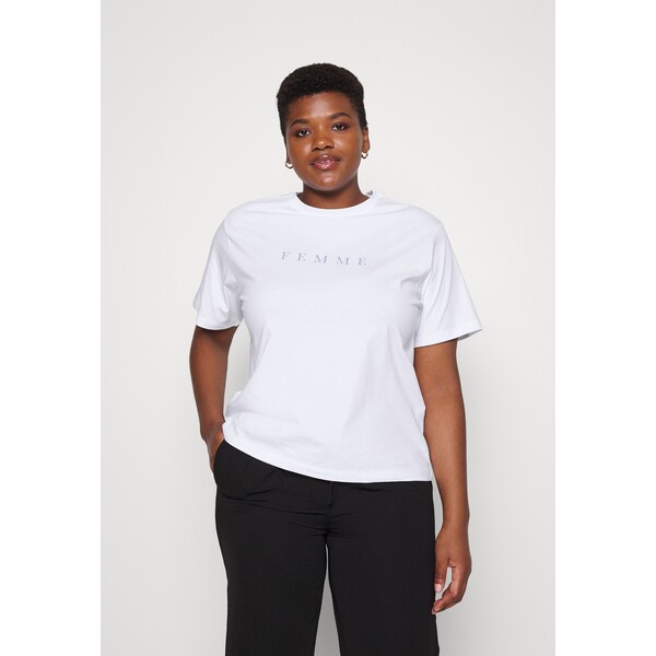 Selected Femme Curve SLFVILJA TEE CURVE T-shirt z nadrukiem bright white SEW21D00F-A11