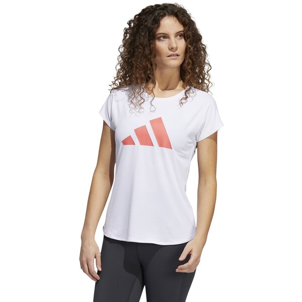 adidas Performance 3-STRIPES TRAINING TEE T-shirt z nadrukiem white/semi turbo AD541D1WH-A11