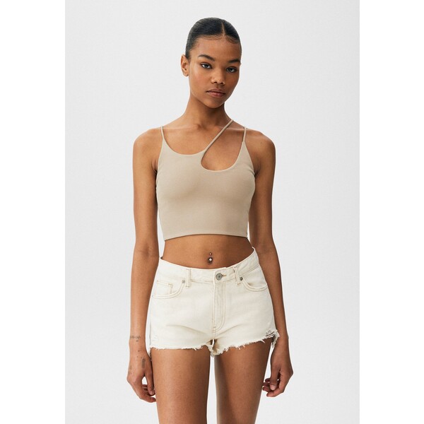 PULL&BEAR CROP WITH THREE STRAPS Top mottled beige PUC21D1ZN-B11