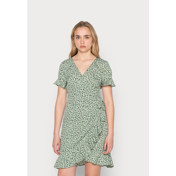 ONLY ONLOLIVIA WRAP DRESS Sukienka letnia hedge green ON321C1RR-M13
