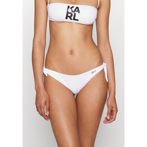 KARL LAGERFELD PRINTED LOGO SIDE TIE BOTTOM Dół od bikini white K4881I00O-A11