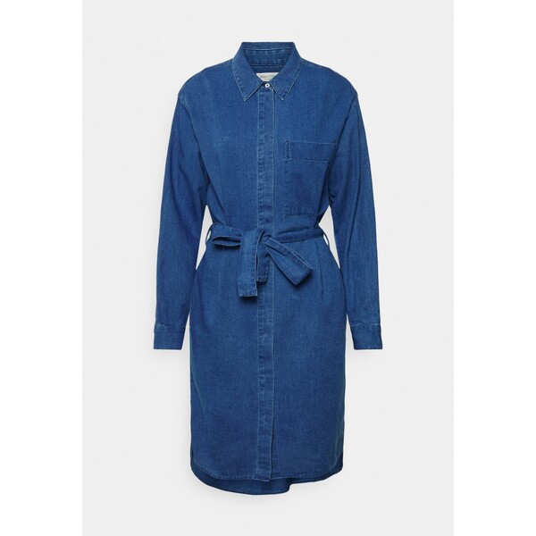Marc O'Polo DRESS SHIRT STYLE BELTED CHEST POCKET LONG SLEEVE Sukienka z dżerseju denim mid blue MA321C0RO-K11