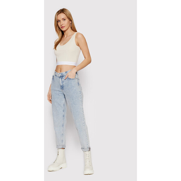Calvin Klein Jeans Top J20J218278 Beżowy Slim Fit