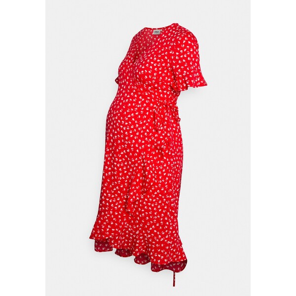 ONLY MATERNITY OLMOLIVIA WRAP DRESS Sukienka z dżerseju mars red ON329F004-G11