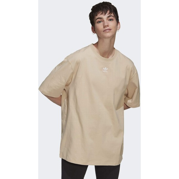 adidas Originals TEE T-shirt z nadrukiem beige AD121D0T5-B12