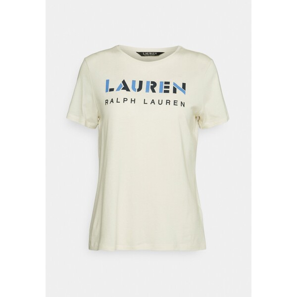 Lauren Ralph Lauren GEOMETRIC LOGO COTTON-BLEND TEE T-shirt z nadrukiem mascarpone cream L4221D0HI-A11