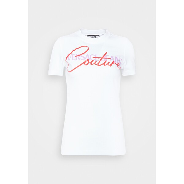 Versace Jeans Couture STRETCH T-shirt z nadrukiem white VEI21D05T-A11