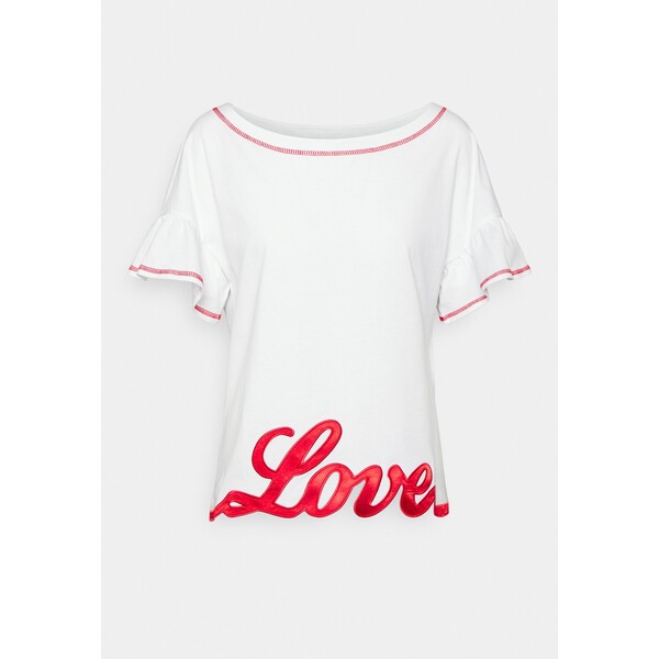 Love Moschino T-shirt z nadrukiem optical white LO921D08C-A11